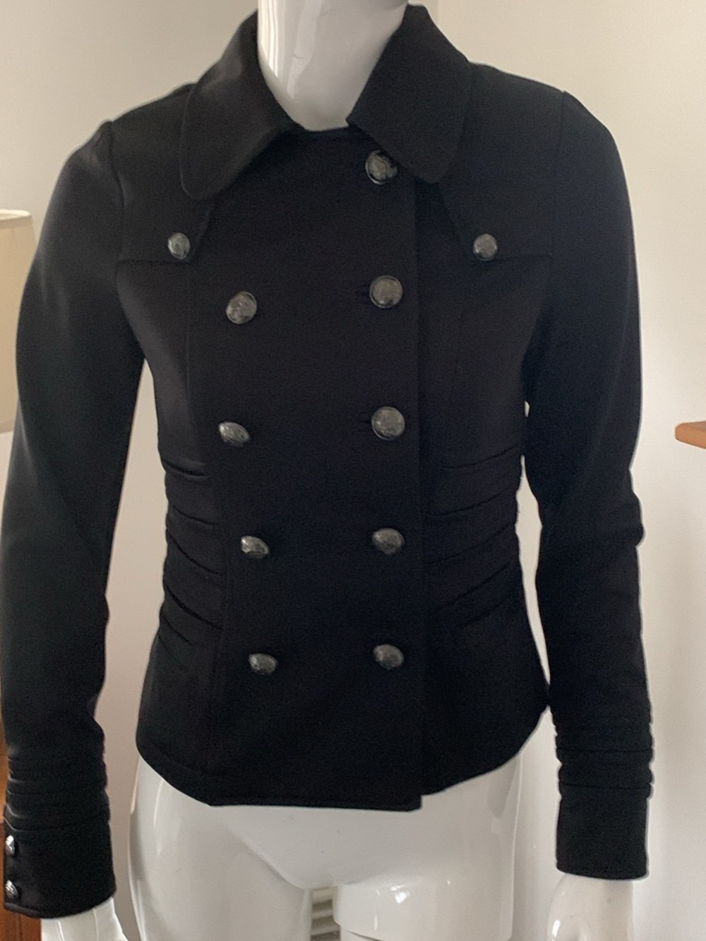 Women's Black Double-Breasted Military Jacket